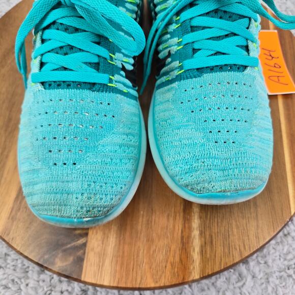 Nike Free Rn Flyknit Hyer Turquoise Athletic Running Shoes Womens 8.5 831070-307 - Picture 7 of 12